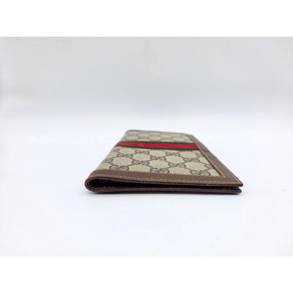 Gucci Vintage GG Canvas Web Stripe Long Wallet Brown Monogram Leather - Picture 8 of 16
